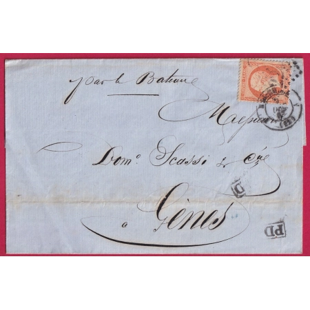 N°23 GC 2240 MARSEILLE 4 12 4 POUR GENES GENOVA ITALIE ITALIA LETTRE COVER FRANCE