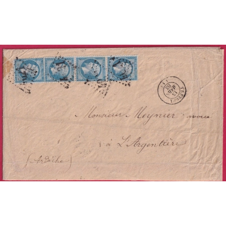 N°22 BANDE DE 3 + 1 GC 4021 TREVOUX AIN POUR L'ARGENTIERE ARDECHE LETTRE COVER FRANCE