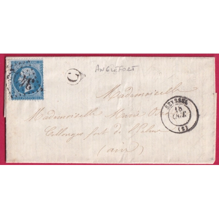 N°22 GC 3402 SEYSSEL AIN BOITE RURALE C ANGLEFORT POUR COLLONGES FORT L'ECLUSE LETTRE COVER FRANCE