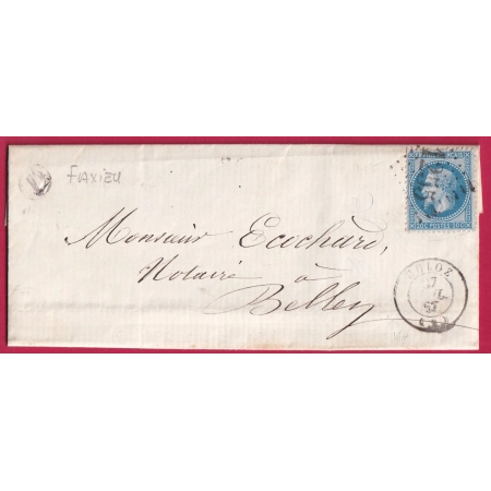 N°29 GC 1255 CULOZ AIN BOITE RURALE D FLAXIEU POUR BELLEY LETTRE COVER FRANCE