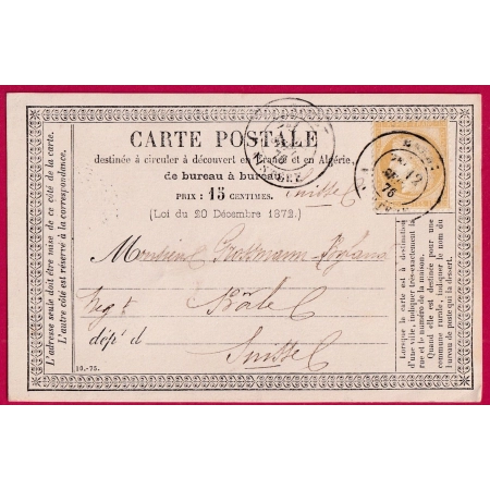 N°55 CAD TYPE 18 BREST FINISTERE POUR BALE SUISSE CARTE PRECUSEUR LETTRE COVER FRANCE