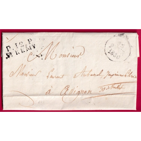 MARQUE P12P ST REMY BOUCHES DU RHONE 1830 POUR AVIGNON VAUCLUSE INDICE 13 LETTRE COVER FRANCE