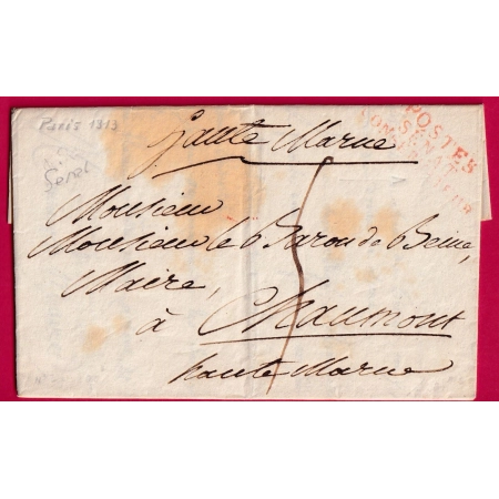 MARQUE POSTES SENAT CONSERVATEUR 1813 POUR CHAUMONT HAUTE MARNE LETTRE COVER FRANCE