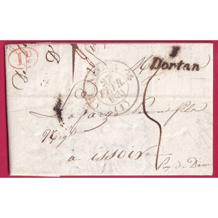 CURSIVE 1 DORTAN AIN CAD TYPE 12 NANTUA DECIME RURAL ROUGE OYONNAX POUR ISSOIRE FABRIQUE DE PEIGNES LETTRE COVER FRANCE