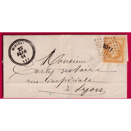 N°13 PC 2011 MIRIBEL AIN CAD TYPE 22 POUR LYON LETTRE COVER FRANCE