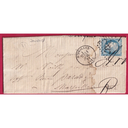 N°60 GC 2837 PEYROLLES BOUCHES DU RHONE BOITE RURALE B JOUQUES POUR MARSEILLE LETTRE COVER FRANCE