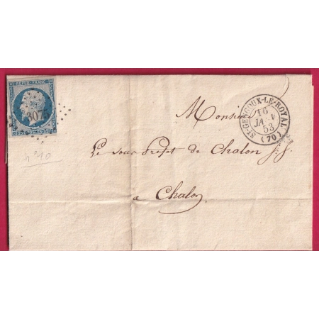 N°10 PC 3075 ST GENGOUX LE ROYAL SAONE ET LOIRE POUR CHALON LETTRE COVER FRANCE