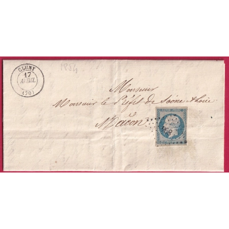 N°10 PC 894 CLUNY SAONE ET LOIRE CAD ANNEE ECHOPPE POUR MACON LETTRE COVER FRANCE