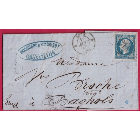 N°14 GC 2145 D LYON D 68 D ( VAISE ) POUR BAGNOLS GARD LETTRE COVER FRANCE