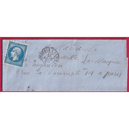 N°14 TTB AMBULANT DE JOUR BORDEAUX A PARIS LOSANGE BP2° LETTRE COVER FRANCE