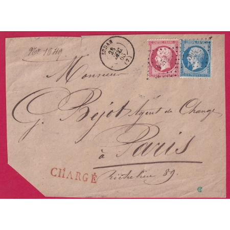 N°22 24 PC DU GC 3352 SEDAN ARDENNES DEVANT DE LETTRE CHARGE POUR PARIS COVER FRANCE