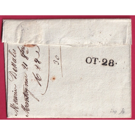 MARQUE 33 MONTAGNAC HERAULT EN ROUGE POUR NICE NIZZA MARITIMA VOIE DE MER ALPES MARITIMES 1820 LETTRE COVER FRANCE
