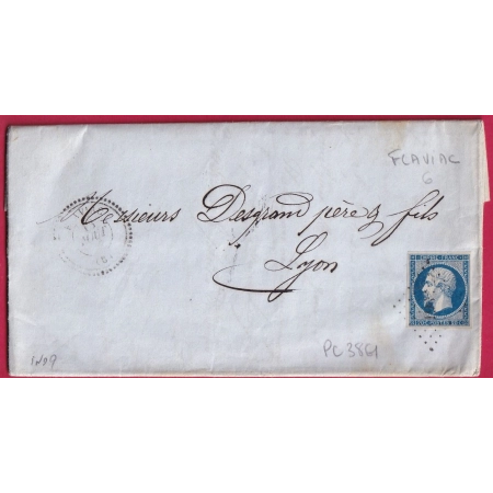 N°14 PC 3861 FLAVIAC ARDECHE CAD TYPE 22 POUR LYON LETTRE COVER FRANCE