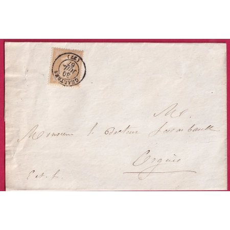 N°21 CAD TYPE 15 CHARTRES EURE ET LOIR POUR ORGERES LETTRE COVER FRANCE