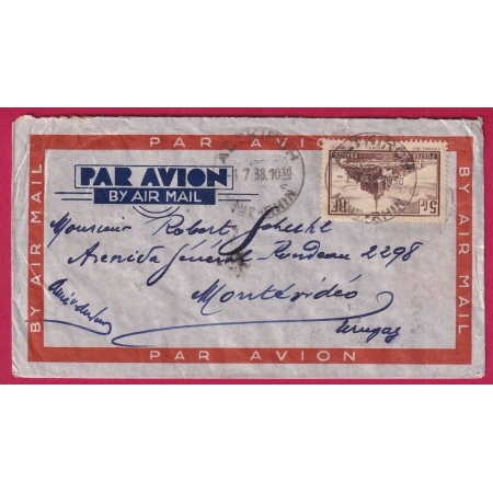 N°260 X2 235 311 ALTKIRCH HAUT RHIN HOROPLAN 1938 POUR MONTEVIDEO URUGUAY LETTRE COVER FRANCE