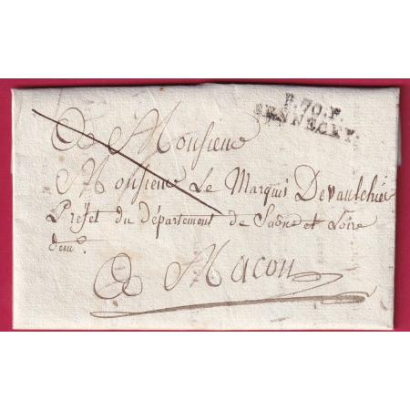 MARQUE P70P SENNECEY SAONE ET LOIRE POUR MACON 1818 INDICE 13 LETTRE COVER FRANCE