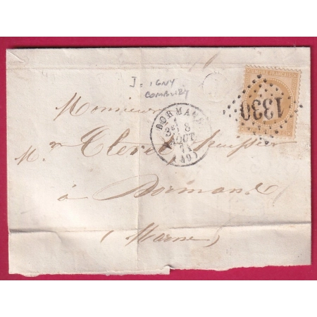 N°28 GC 1330 DORMNS MARNE BOITE RURALE J IGNY COMBLIZY POOUR DORMANS LETTRE COVER FRANCE