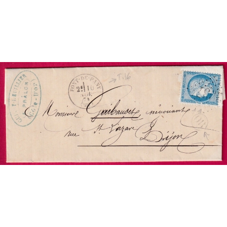 N°60 VARIETE N°39 SUARNET 3 POINTS DEVANT LE VISAGE GC PONT DE PANY COTE D'OR OR PRALON POUR DIJON LETTRE COVER FRANCE