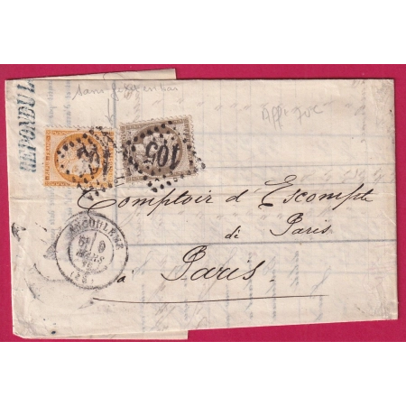 N°38 56 GC 105 ANGOULEME CHARENTE POUR PARIS LETTRE COVER FRANCE