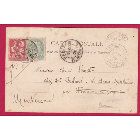 N°111 124 LEVEE EXCEPTIONNELLE PARIS 29 R MONGE LEVEE E 1902 POUR VILLENEUVE LA GUYARD YONNE LETTRE COVER FRANCE