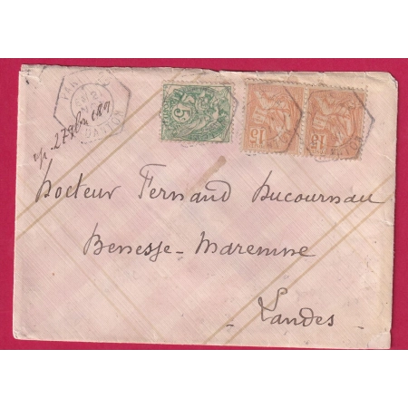 N°111 117 PAIRE LEVEE EXCEPTIONNELLE PARIS R DANTON LEVEE E3 POUR LES LANDES LETTRE COVER FRANCE