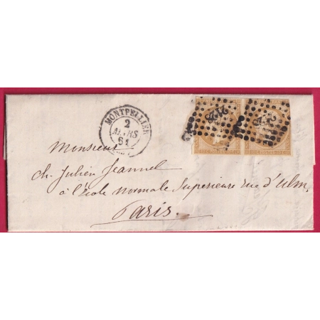 N°13 PAIRE PC 2128 MONTPELLIER HERAULT POUR PARIS LETTRE COVER FRANCE