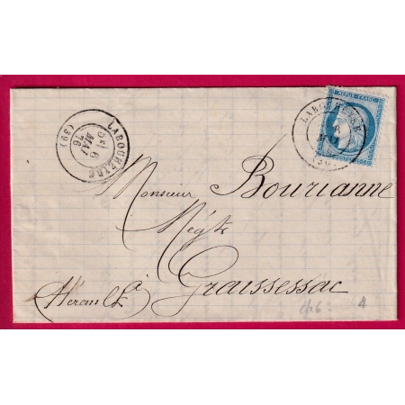 N°60 CAD TYPE 17 LABOUHEYRE LANDES POUR GRAISSESAC HERAULT LETTRE COVER FRANCE