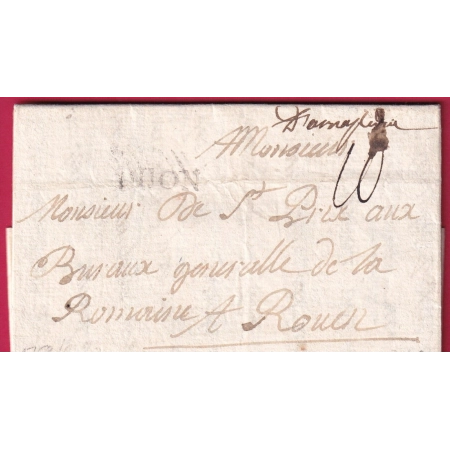 MARQUE MANUSCRIT ARNAY LE DUC COTE D'OR + DIJON LENAIN N°1 INDICE 24 POUR ROUEN 1753 RARE LETTRE COVER FRANCE