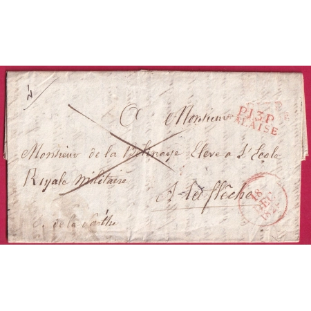 MARQUE P13P FALAISE CALVADOS 1828 POUR LA FLECHE SARTHE LETTRE COVER FRANCE