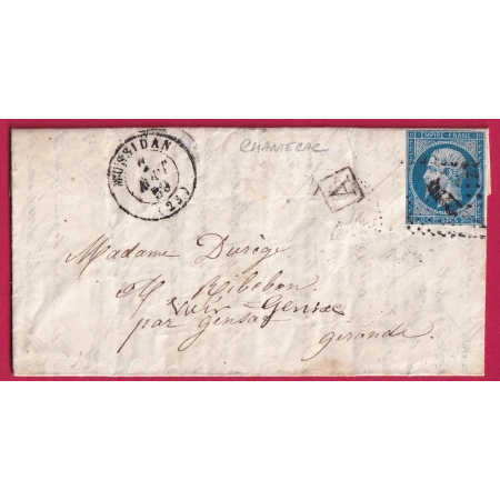 N°14 PC 2210 MUSSIDAN DORDOGNE BOITE URBAINE A CHANTERAC POUR GENSAC GIRONDE LETTRE COVER FRANCE