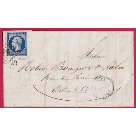 N°14 PC 876 CLAMECY NIEVRE OR VILETTE POUR ORLEANS LOIRET LETTRE COVER FRANCE