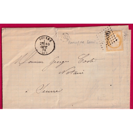N°55 GC 3396 SEURRE COTE D'OR CAD TYPE 16 OR POUILLY SUR SAONE POUR SEURRE LETTRE COVER FRANCE