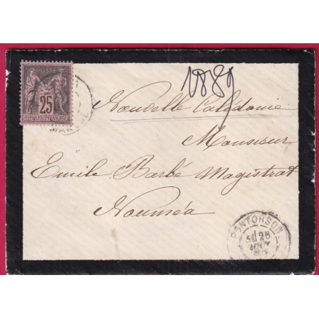 N°97 PONTORSON MANCHE POUR NOUMEA NOUVELLE CALEDONIE 1889 LETTRE COVER FRANCE
