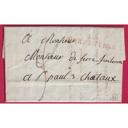 MARQUE 89 CARPENTRAS EN ROUGE VAUCLUSE POUR ST PAUL TROIS CHATEAUX DROME INDICE 11 LETTRE COVER FRANCE