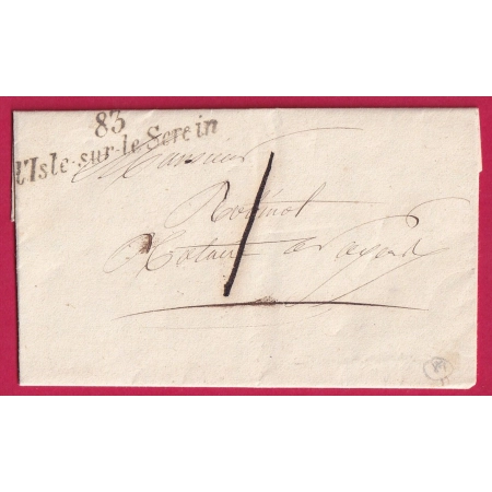 CURSIVE 83 L'ISLE SUR LE SEREIN YONNE TAXE LOCALE POUR NOYERS LETTRE COVER FRANCE