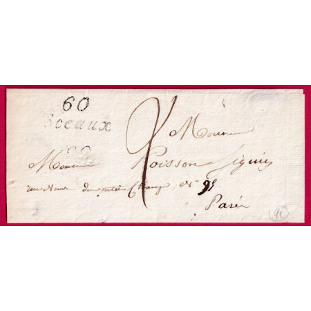 CURSIVE 60 SCEAUX SEINE 1832 POUR PARIS LETTRE COVER FRANCE