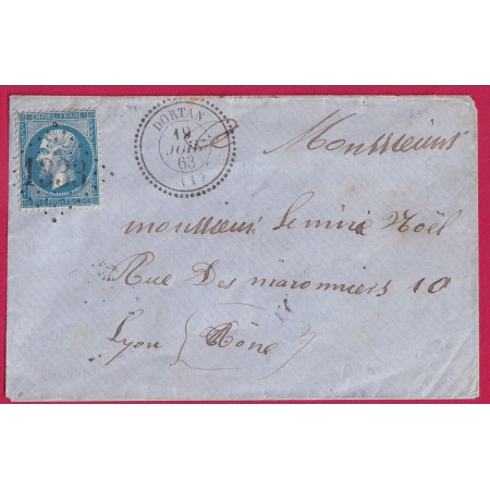 N°22 GC 1333 DORTAN AIN CAD TYPE 22 POUR LYON LETTRE COVER FRANCE
