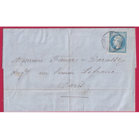 N°22 CAD GARE DE MONTPELLIER HERAULT POUR PARIS LETTRE COVER FRANCE