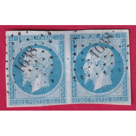 N°14Ae PAIRE BLEU SUR LILAS PC 1638 LANGON GIRONDE TIMBRE STAMP BRIEFMARKEN