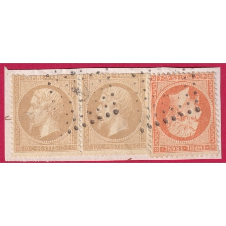 N°21 PAIRE + 23 OBLITERATION ANCRE SUR FRAGMENT TIMBRE STAMP BRIEFMARKEN