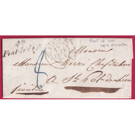 CURSIVE 40 PONT LE VOY LOIR ET CHER POUR ST POL DE LEON FINISTERE 1833  LETTRE COVER FRANCE
