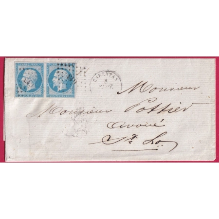 N°14 PAIRE PC 613 CARENTAN MANCHE POUR ST LO LETTRE COVER FRANCE