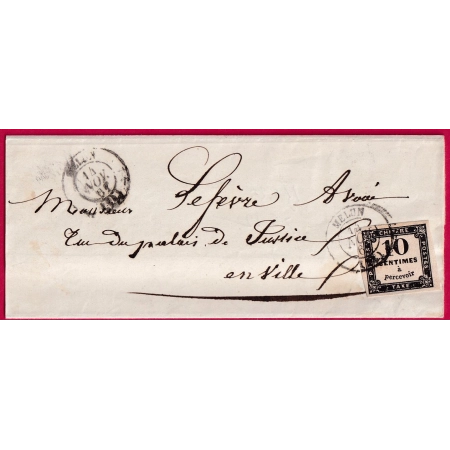 TAXE N°2 TTB MELUN SEINE ET MARNE POUR MELUN LETTRE COVER FRANCE