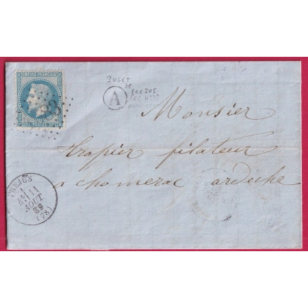 N°29 GC 1583 FREJUS VAR CAD TYPE 16 BOITE RURALE A PUGET DE FREJUS POUR CHOMERAC LETTRE COVER FRANCE