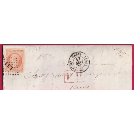 N°16 TTB PARIS LOSANGE ES1 + POTHION 1510 RARE INDICE 16 POUR MONS BELGIQUE LETTRE COVER FRANCE