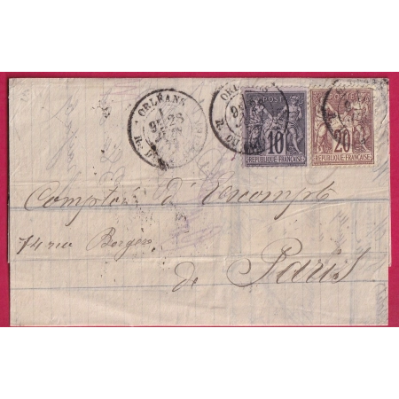 N°67 89 ORLEANS LOIRET POUR PARIS LETTRE COVER FRANCE