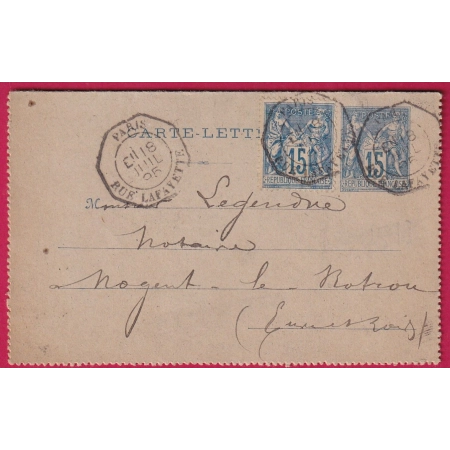 ENTIER SAGE + N°90 LEVEE EXCEPTIONNELLE PARIS RUE LAFAYETTE LEVEE E1 POUR NOGENT LE ROTROU LETTRE COVER FRANCE