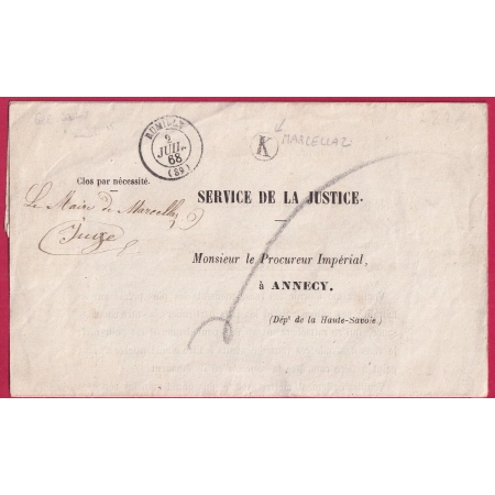 CAD TYPE 15 RUMILLY HAUTE SAVOIE BOITE RURALE MARCELLAZ ALBANAIS POUR ANNECY LETTRE COVER FRANCE