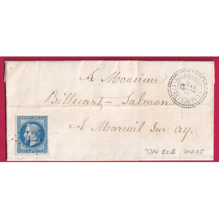N°29 GC 427 CAD TYPE 22 BELLEGARDE SUR VALSERINE RARE INDICE 15 POUR MAREUIL SUR AY MARNE LETTRE COVER FRANCE