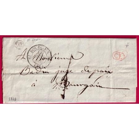 DECIME RURAL ANNULE PAR CL BOURGOIN ISERE  OR ST SAVIN TAXE LOCALE 1 POUR BOURGOIN LETTRE FRANCE